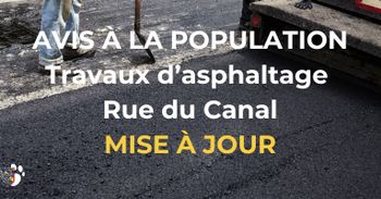 Rue du Canal - Travaux d'asphaltage