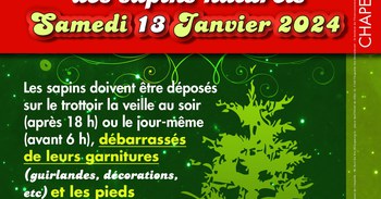 Collecte des sapins naturels - samedi 13 janvier 2024